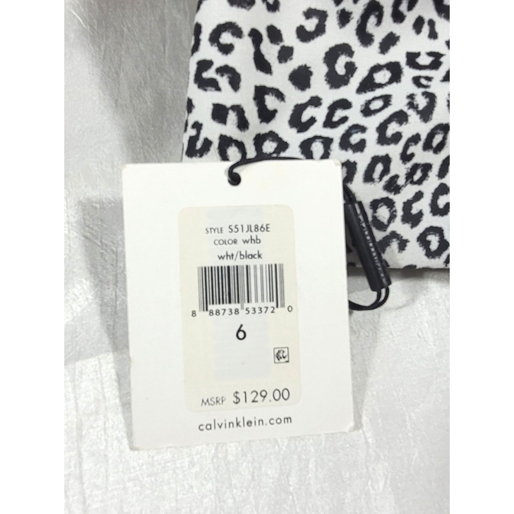 Calvin Klein Open Front Crop Suit Blazer Jacket - Black/White Leopard - Size 6 - Picture 3 of 7